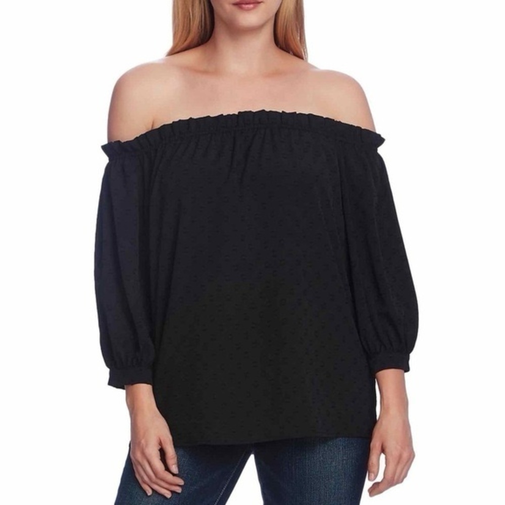 Style & Co. Women’s Small Texture Black Off-Shoulder‎ Top